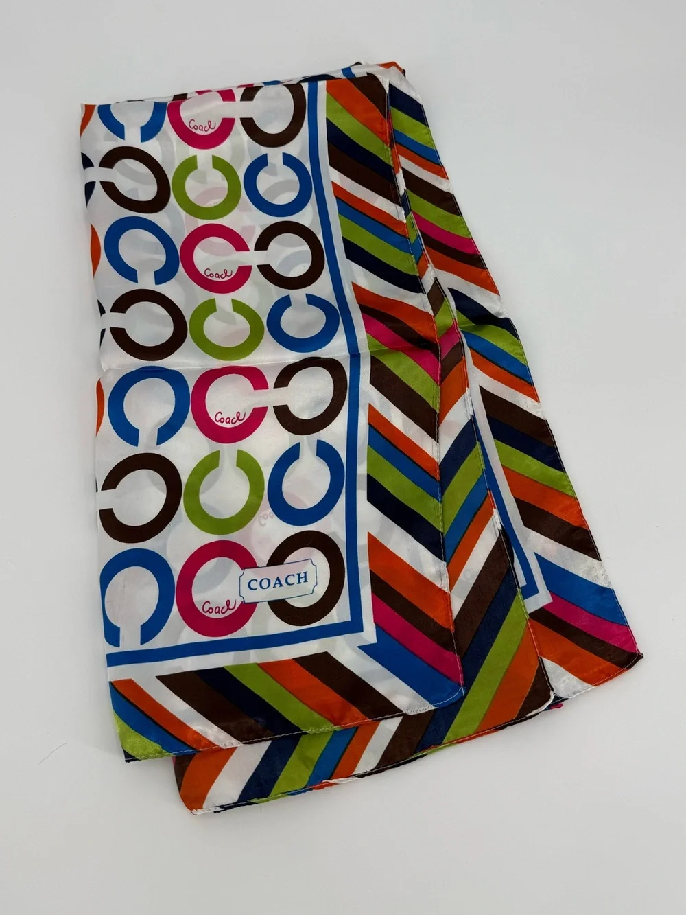 Coach Op Art Multicolor Stripe Silk Scarf | Multi | 34" - Picture 1 of 7